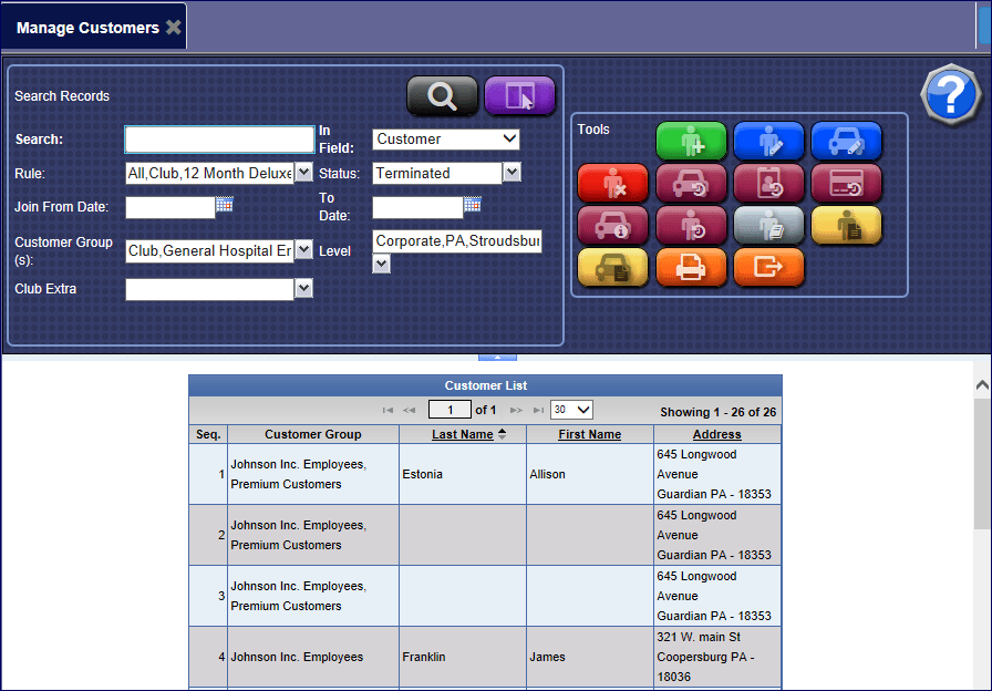 WashConnect Help Version 1.7.4 > Home > Customers > Manage Customers